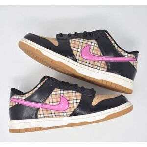 NIKE 2008 DUNK LOW TOP HEMP PLAID PINK FIRE SAIL SNEAKERS RARE‎ KIDS  10.5